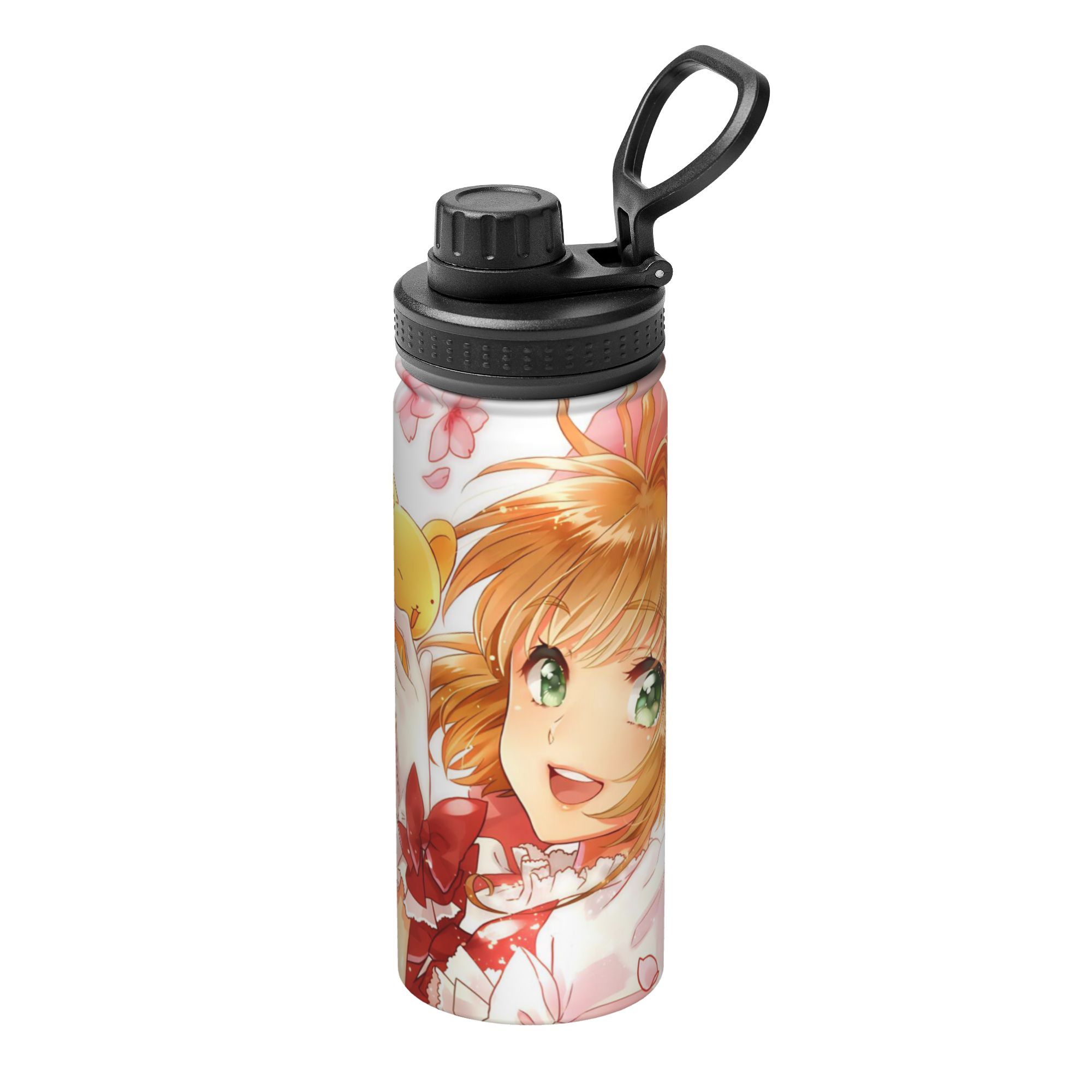 Sports Water Bottle Insulated - กระติกน้ำเก็บอุณหภูมิสำหรับออกกำลังกาย ลายการ์ตูปองคาร์ดแคปเตอร์ซากุระ ขนาด 18 ออนซ์ แก้วกาแฟ