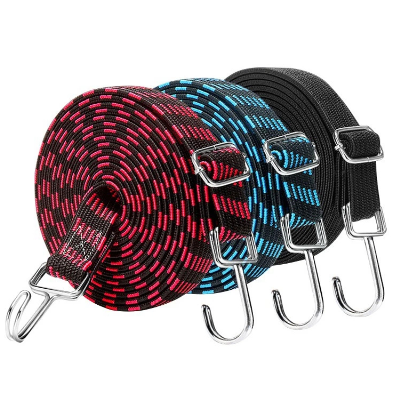 Jump Rope - สายยางยืดปรับความยาวได้ 1/2 เมตร พร้อมตะขอเกี่ยว, สายบันจี้จัมป์แบบยืดหยุ่นสำหรับงานหนัก, หัวเข็มขัดโลหะกันสนิมสำหรับรัดสัมภาระ