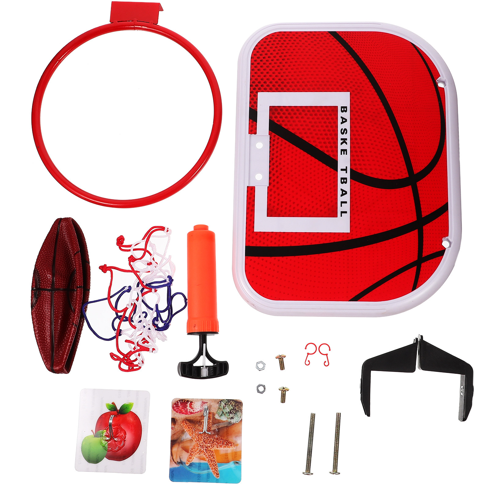 Basketball Hoop - ชุดห่วงบาสเก็ตบอลสำหรับเด็ก – ห่วงบาสเก็ตบอลแบบพกพาสำหรับใช้ในร่ม พร้อมอุปกรณ์ติดตั้ง ปลอดภัยและเป็นมิตรต่อสิ่งแวดล้อมสำหรับเด็ก