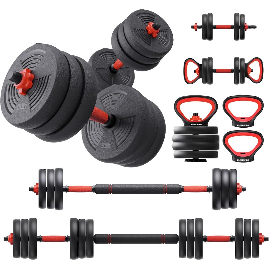 Dumbbell Set - ชุดดัมเบลปรับน้ำหนักได้ ชุดฟรีเวท 60 ปอนด์ พร้อมตัวเชื่อม 5-in-1