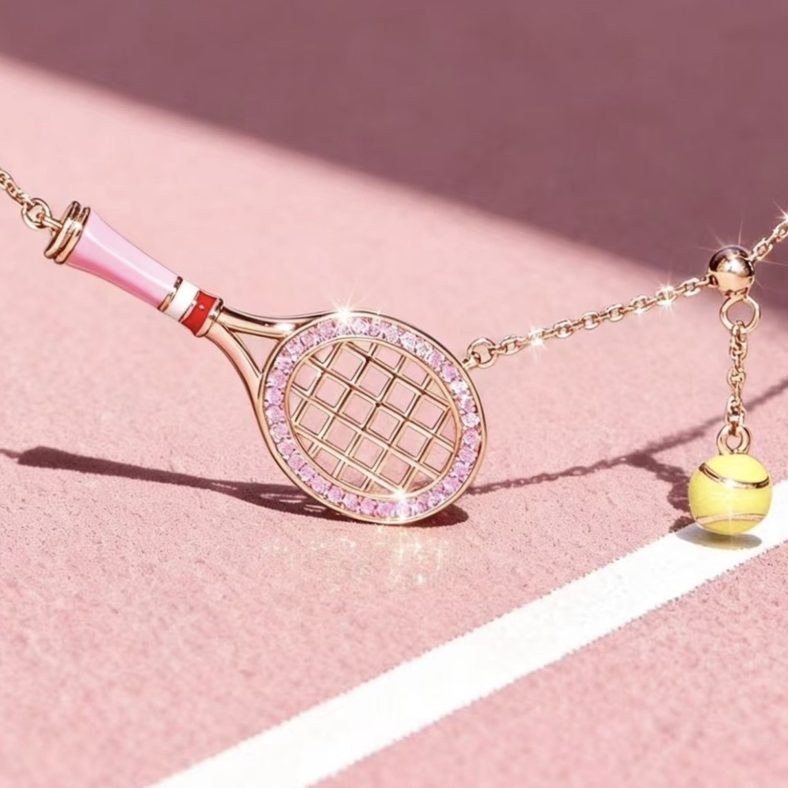 Badminton Racket - สร้อยข้อมือนำโชค สายรัดมือ สไตล์สปอร์ตยุโรปและอเมริกา สร้อยคอรูปไม้แบดมินตัน สำหรับผู้หญิง ดีไซน์เฉพาะตัว